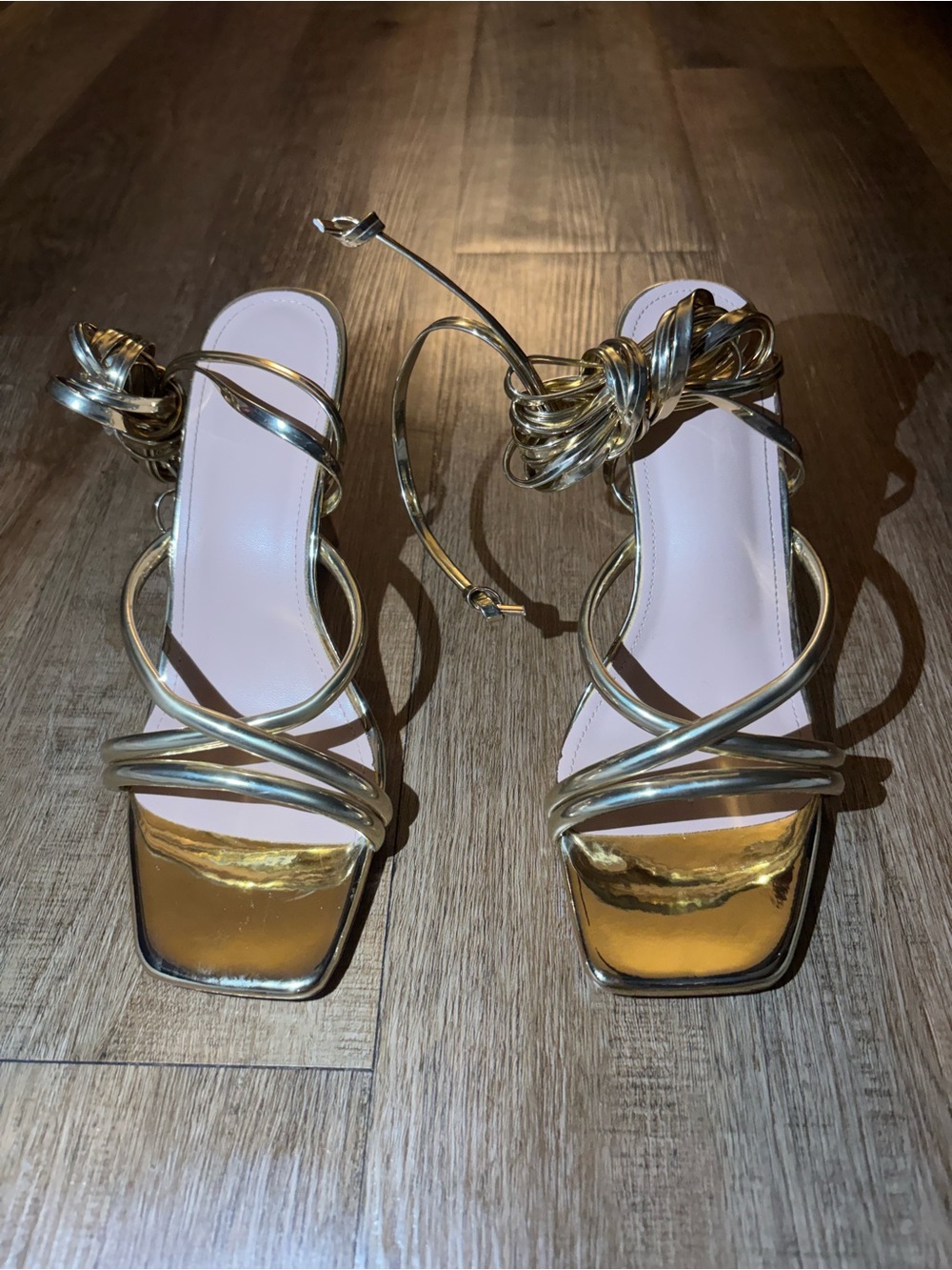 Amazon Metallic Gold Strappy Heeled Sandals
